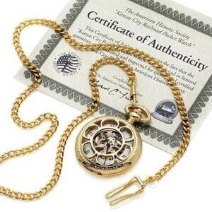Kansas City Railroad Pocket Watch American Historic Society Collectible NEW